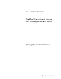 Parklea Correctional Centre and Other Operational Issues