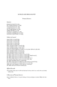 SOURCES and BIBLIOGRAPHY Primary Sources Statutes Orders In