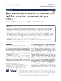 Transitional B Cells Involved in Autoimmunity and Their Impact On