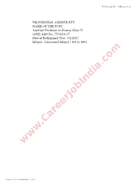 Assistant Professor in Drama, Class-II (AHJ) Advt No
