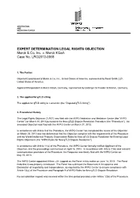 EXPERT DETERMINATION LEGAL RIGHTS OBJECTION Merck & Co