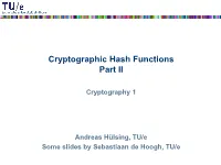 Hash Functions Part II
