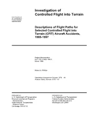 Investigation of Controlled Flight Into Terrain U