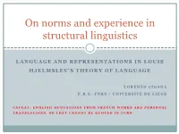 On Norms and Experience in Structural Linguistics