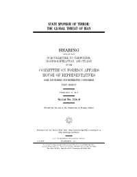 State Sponsor of Terror: the Global Threat of Iran
