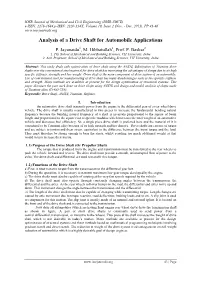 Analysis of a Drive Shaft for Automobile Applications