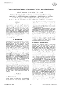 Comparing Syllable Frequencies in Corpora of Written and Spoken Language