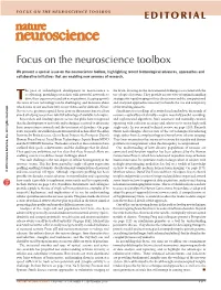 Focus on the Neuroscience Toolbox Editorial