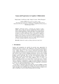 Issues and Experiences in Logistics Collaboration