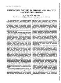 Rheumatoid Factors in Primary and Reactive Macroglobulinaemia by F