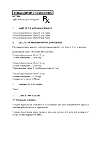 TERAZOSIN HYDROCHLORIDE HYTRIN® Alpha-Adrenoceptor Antagonist