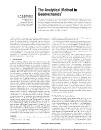 The Analytical Method in Geomechanics