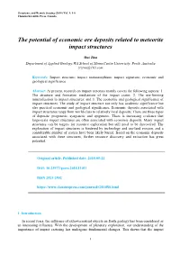 The Potential of Economic Ore Deposits Related to Meteorite Impact Structures