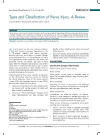 Types and Classification of Nerve Injury: a Review
