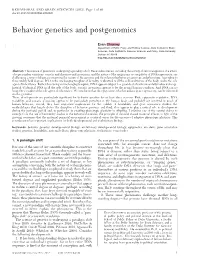 Behavior Genetics and Postgenomics