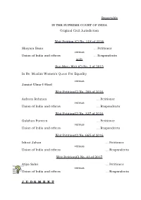 (C) No. 118 of 2016 Shayara Bano … Petitioner Versus Union of India and Others … Respondents