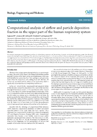 Computational Analysis of Airflow and Particle Deposition Fraction in The