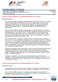 STEWARDS SUMMARY of PENALTIES Page