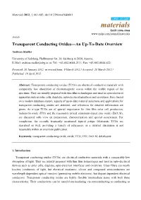 Transparent Conducting Oxides—An Up-To-Date Overview