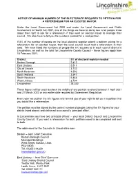 Notice of Minimum Number of the Electorate Required to Petition for a Referendum for an Elected Mayor