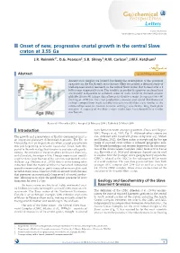 Onset of New, Progressive Crustal Growth in the Central Slave Craton at 3.55 Ga