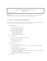 Perceptron 1 History of Artificial Neural Networks