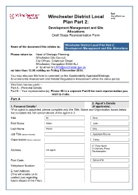 Winchester District Local Plan Part 2: Name of the Document This Relates To: Development Management and Site Allocations