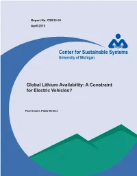 Global Lithium Availability: a Constraint for Electric Vehicles?