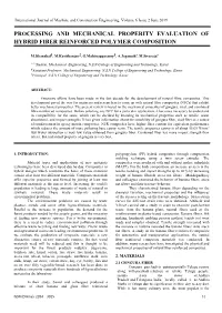 Processing and Mechanical Properity Evaluation of Hybrid Fiber Reinforced Polymer Composition