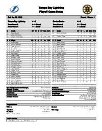 Tampa Bay Lightning Playoff Game Notes