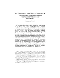 U.S. Intelligence in the Wake of September 11: the Rise of the Spy Commando and Reorganized Operational Capabilities