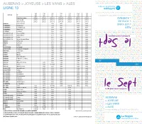 AUBENAS &gt; JOYEUSE &gt; LES VANS &gt; ALÈS LIGNE 13