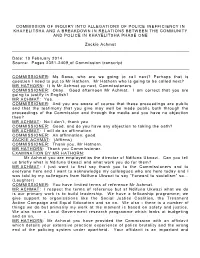 Commission of Inquiry Into Allegations of Police Inefficiency in Khayelitsha and a Breakdown in Relations Between the Community and Police in Khayelitsha Phase One
