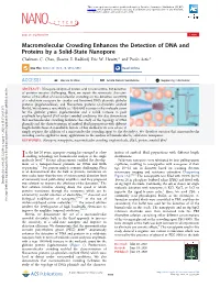 Macromolecular Crowding Enhances the Detection of DNA and Proteins by a Solid-State Nanopore Chalmers C