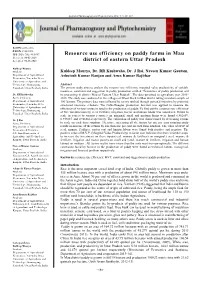 Resource Use Efficiency on Paddy Farms in Mau District of Eastern Uttar