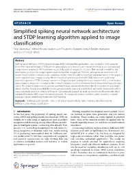 Simplified Spiking Neural Network Architecture and STDP Learning