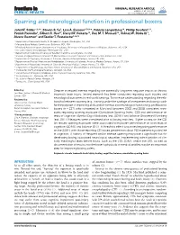 Sparring and Neurological Function in Professional Boxers