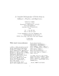A Complete Bibliography of Publications in Software—Practice and Experience