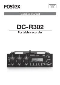 DC-R302 Portable Recorder Table of Contents