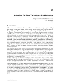 Materials for Gas Turbines – an Overview