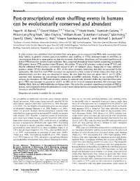 Post-Transcriptional Exon Shuffling Events in Humans Can Be Evolutionarily Conserved and Abundant