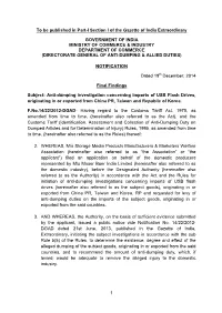 1 to Be Published in Part-I Section I of the Gazette of India Extraordinary