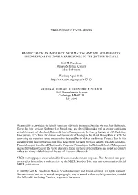 Product Recalls, Imperfect Information, and Spillover Effects: Lessons from the Consumer Response to the 2007 Toy Recalls