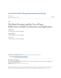 The Bush Doctrine and the Use of Force: Reflections on Rule Construction and Application, 9 Loy