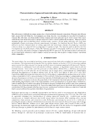 Characterization of Spacecraft Materials Using Reflectance Spectroscopy