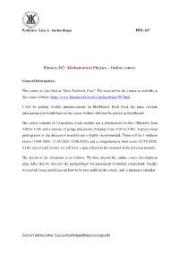 Mathematical Physics – Online Course