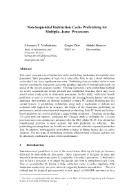 Non-Sequential Instruction Cache Prefetching for Multiple--Issue Processors