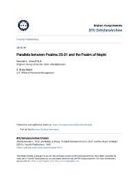 Parallels Between Psalms 25-31 and the Psalm of Nephi
