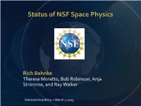 Status of NSF Space Physics