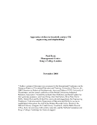 Apprentice Strikes in Twentieth Century UK Engineering and Shipbuilding*